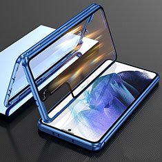 Funda Bumper Lujo Marco de Aluminio Espejo 360 Grados Carcasa M01 para Samsung Galaxy S21 5G Azul