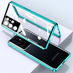 Funda Bumper Lujo Marco de Aluminio Espejo 360 Grados Carcasa M01 para Samsung Galaxy S22 Ultra 5G Verde