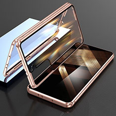 Funda Bumper Lujo Marco de Aluminio Espejo 360 Grados Carcasa M01 para Samsung Galaxy S24 5G Oro