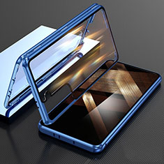 Funda Bumper Lujo Marco de Aluminio Espejo 360 Grados Carcasa M01 para Samsung Galaxy S24 Plus 5G Azul
