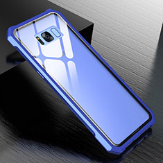 Funda Bumper Lujo Marco de Aluminio Espejo 360 Grados Carcasa M01 para Samsung Galaxy S8 Azul