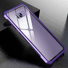 Funda Bumper Lujo Marco de Aluminio Espejo 360 Grados Carcasa M01 para Samsung Galaxy S8 Morado