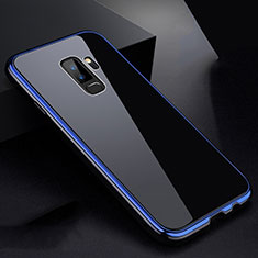 Funda Bumper Lujo Marco de Aluminio Espejo 360 Grados Carcasa M01 para Samsung Galaxy S9 Plus Azul y Negro