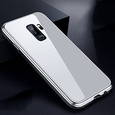 Funda Bumper Lujo Marco de Aluminio Espejo 360 Grados Carcasa M01 para Samsung Galaxy S9 Plus Plata