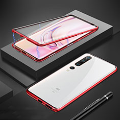 Funda Bumper Lujo Marco de Aluminio Espejo 360 Grados Carcasa M01 para Xiaomi Mi 10 Pro Rojo