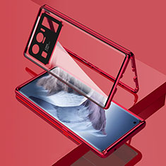 Funda Bumper Lujo Marco de Aluminio Espejo 360 Grados Carcasa M01 para Xiaomi Mi 11 Ultra 5G Rojo