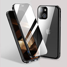 Funda Bumper Lujo Marco de Aluminio Espejo 360 Grados Carcasa M02 para Apple iPhone 15 Negro
