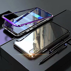 Funda Bumper Lujo Marco de Aluminio Espejo 360 Grados Carcasa M02 para Apple iPhone X Morado