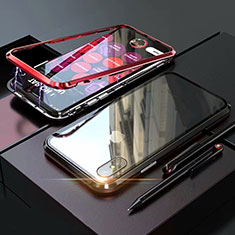 Funda Bumper Lujo Marco de Aluminio Espejo 360 Grados Carcasa M02 para Apple iPhone X Rojo y Negro