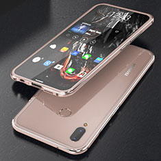 Funda Bumper Lujo Marco de Aluminio Espejo 360 Grados Carcasa M02 para Huawei Nova 3e Oro Rosa