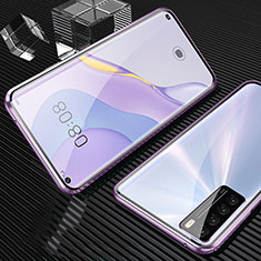 Funda Bumper Lujo Marco de Aluminio Espejo 360 Grados Carcasa M02 para Huawei Nova 7 5G Morado