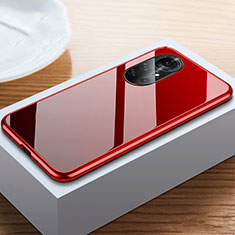 Funda Bumper Lujo Marco de Aluminio Espejo 360 Grados Carcasa M02 para Huawei Nova 8 Pro 5G Rojo y Negro