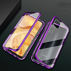 Funda Bumper Lujo Marco de Aluminio Espejo 360 Grados Carcasa M02 para Huawei P40 Lite Morado