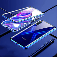 Funda Bumper Lujo Marco de Aluminio Espejo 360 Grados Carcasa M02 para Huawei Y9s Azul