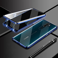 Funda Bumper Lujo Marco de Aluminio Espejo 360 Grados Carcasa M02 para Oppo A5 (2020) Azul