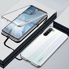 Funda Bumper Lujo Marco de Aluminio Espejo 360 Grados Carcasa M02 para Oppo Find X2 Lite Plata