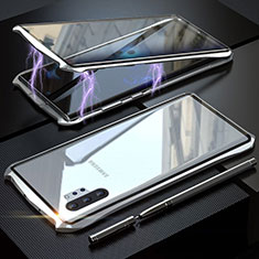 Funda Bumper Lujo Marco de Aluminio Espejo 360 Grados Carcasa M02 para Samsung Galaxy Note 10 Plus 5G Plata