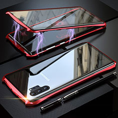 Funda Bumper Lujo Marco de Aluminio Espejo 360 Grados Carcasa M02 para Samsung Galaxy Note 10 Plus Rojo