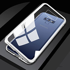 Funda Bumper Lujo Marco de Aluminio Espejo 360 Grados Carcasa M02 para Samsung Galaxy Note 9 Plata
