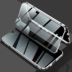 Funda Bumper Lujo Marco de Aluminio Espejo 360 Grados Carcasa M02 para Samsung Galaxy S21 5G Plata