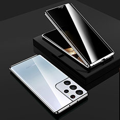 Funda Bumper Lujo Marco de Aluminio Espejo 360 Grados Carcasa M02 para Samsung Galaxy S24 Ultra 5G Plata
