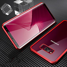 Funda Bumper Lujo Marco de Aluminio Espejo 360 Grados Carcasa M02 para Samsung Galaxy S8 Rojo