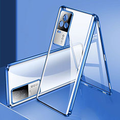 Funda Bumper Lujo Marco de Aluminio Espejo 360 Grados Carcasa M02 para Vivo iQOO 8 5G Azul