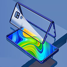 Funda Bumper Lujo Marco de Aluminio Espejo 360 Grados Carcasa M02 para Xiaomi Redmi Note 9 Azul