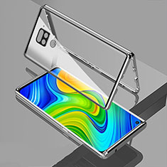 Funda Bumper Lujo Marco de Aluminio Espejo 360 Grados Carcasa M02 para Xiaomi Redmi Note 9 Plata