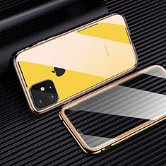 Funda Bumper Lujo Marco de Aluminio Espejo 360 Grados Carcasa M03 para Apple iPhone 11 Pro Amarillo