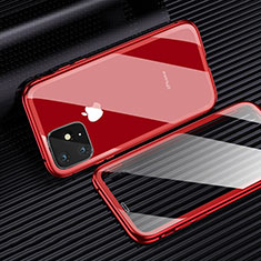 Funda Bumper Lujo Marco de Aluminio Espejo 360 Grados Carcasa M03 para Apple iPhone 11 Pro Max Rojo