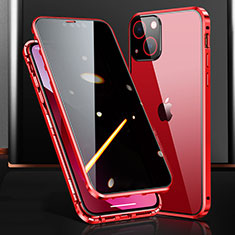 Funda Bumper Lujo Marco de Aluminio Espejo 360 Grados Carcasa M03 para Apple iPhone 13 Mini Rojo