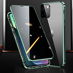 Funda Bumper Lujo Marco de Aluminio Espejo 360 Grados Carcasa M03 para Apple iPhone 14 Plus Verde