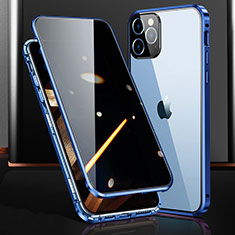 Funda Bumper Lujo Marco de Aluminio Espejo 360 Grados Carcasa M03 para Apple iPhone 14 Pro Azul