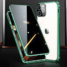 Funda Bumper Lujo Marco de Aluminio Espejo 360 Grados Carcasa M03 para Apple iPhone 14 Pro Max Verde