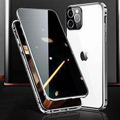 Funda Bumper Lujo Marco de Aluminio Espejo 360 Grados Carcasa M03 para Apple iPhone 14 Pro Plata