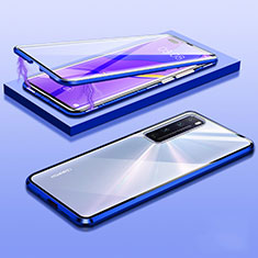 Funda Bumper Lujo Marco de Aluminio Espejo 360 Grados Carcasa M03 para Huawei Nova 7 Pro 5G Azul