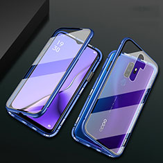 Funda Bumper Lujo Marco de Aluminio Espejo 360 Grados Carcasa M03 para Oppo A9 (2020) Azul