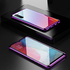 Funda Bumper Lujo Marco de Aluminio Espejo 360 Grados Carcasa M03 para Oppo K7 5G Morado