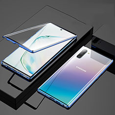 Funda Bumper Lujo Marco de Aluminio Espejo 360 Grados Carcasa M03 para Samsung Galaxy Note 10 5G Azul