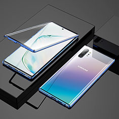 Funda Bumper Lujo Marco de Aluminio Espejo 360 Grados Carcasa M03 para Samsung Galaxy Note 10 Plus 5G Azul