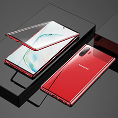 Funda Bumper Lujo Marco de Aluminio Espejo 360 Grados Carcasa M03 para Samsung Galaxy Note 10 Plus Rojo