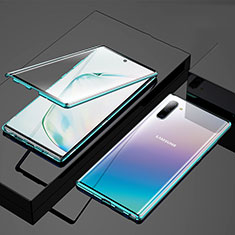 Funda Bumper Lujo Marco de Aluminio Espejo 360 Grados Carcasa M03 para Samsung Galaxy Note 10 Verde