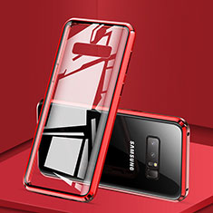 Funda Bumper Lujo Marco de Aluminio Espejo 360 Grados Carcasa M03 para Samsung Galaxy Note 8 Duos N950F Rojo