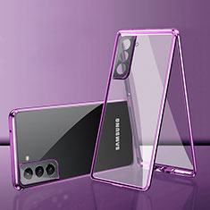 Funda Bumper Lujo Marco de Aluminio Espejo 360 Grados Carcasa M03 para Samsung Galaxy S21 5G Morado