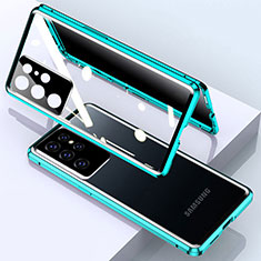 Funda Bumper Lujo Marco de Aluminio Espejo 360 Grados Carcasa M03 para Samsung Galaxy S21 Ultra 5G Verde