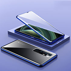 Funda Bumper Lujo Marco de Aluminio Espejo 360 Grados Carcasa M03 para Xiaomi Mi 10 Ultra Azul