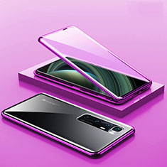 Funda Bumper Lujo Marco de Aluminio Espejo 360 Grados Carcasa M03 para Xiaomi Mi 10 Ultra Morado