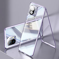 Funda Bumper Lujo Marco de Aluminio Espejo 360 Grados Carcasa M03 para Xiaomi Mi 11 5G Morado