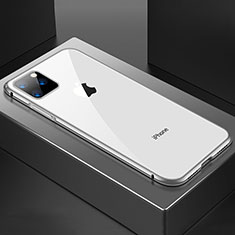 Funda Bumper Lujo Marco de Aluminio Espejo 360 Grados Carcasa M04 para Apple iPhone 11 Pro Plata